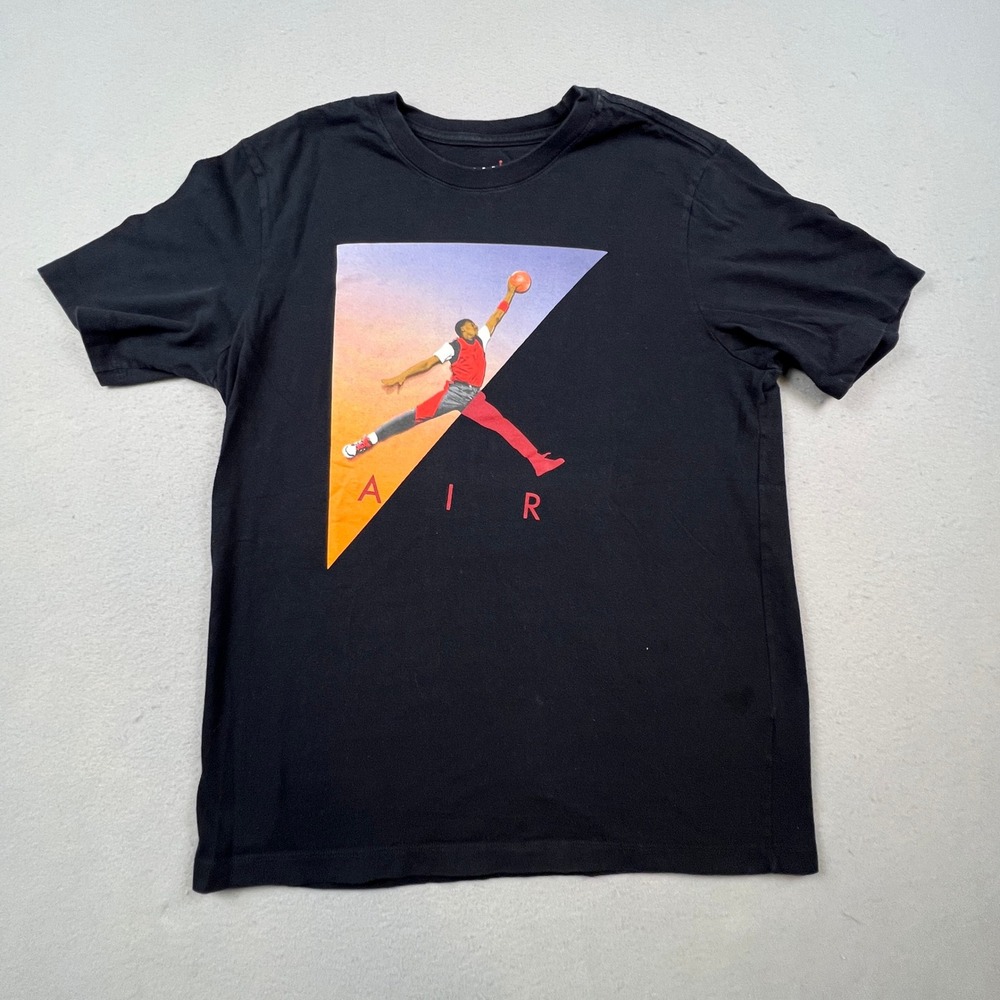Jordan T-Shirt Mens M Black Air Jumpman Graphic Sunset Streetwear Baller B ball